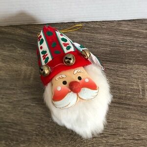 Vtg Santa Claus Ornament with Bells